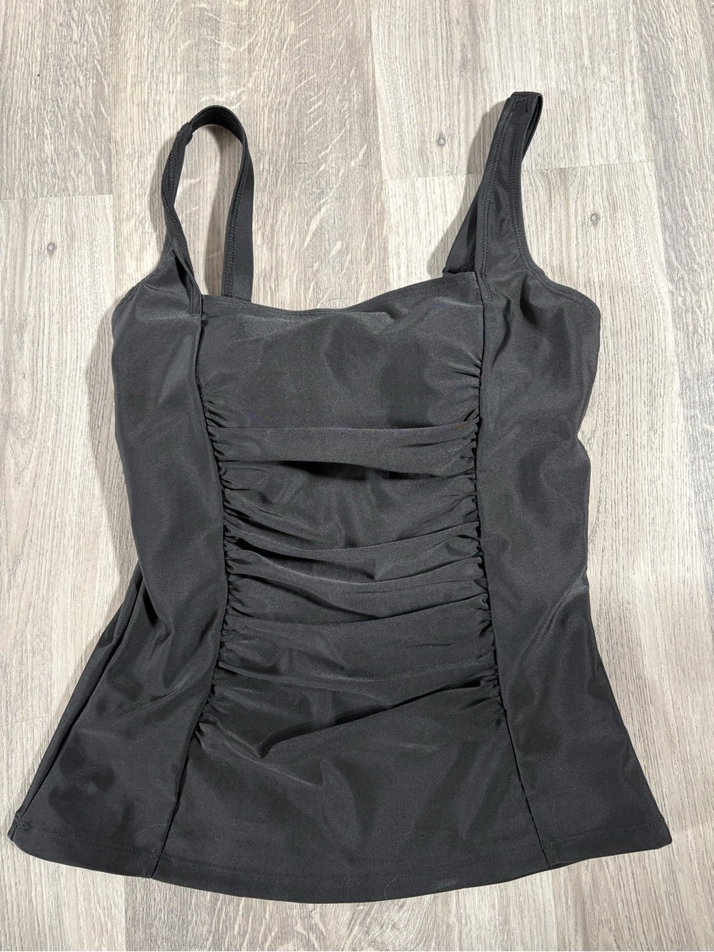 Arie Black Ruched Tankini Swim Top